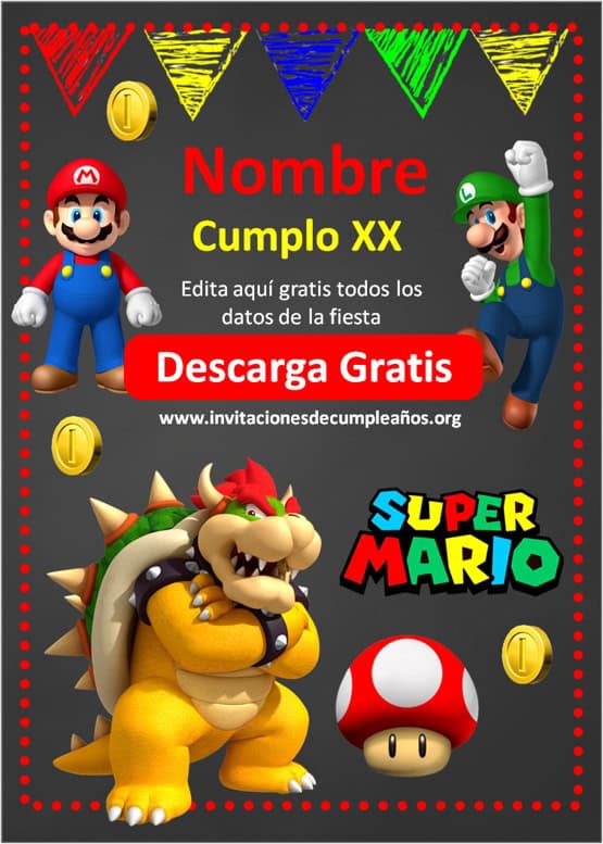 ▷ Invitación Digital Fiesta de Cumpleaños Mario Bros